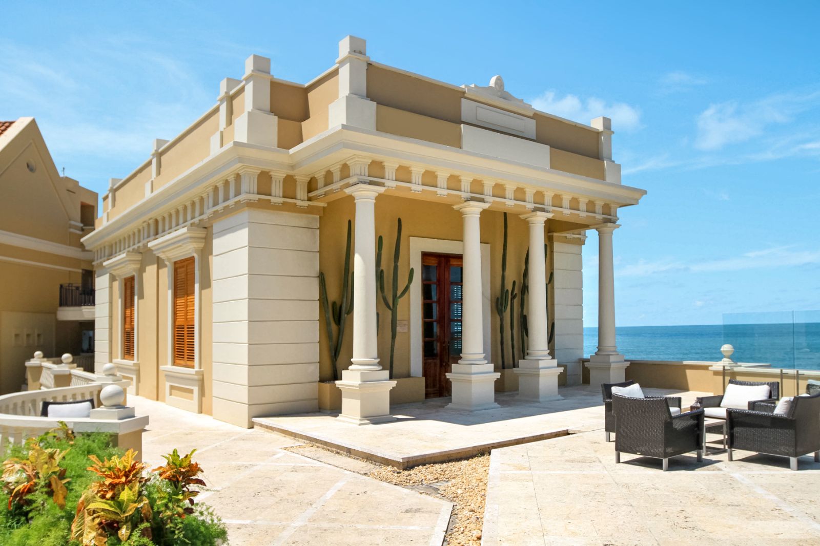 Exterior view with sea at Sofitel Legend Santa Clara in Cartagena, Colombia
