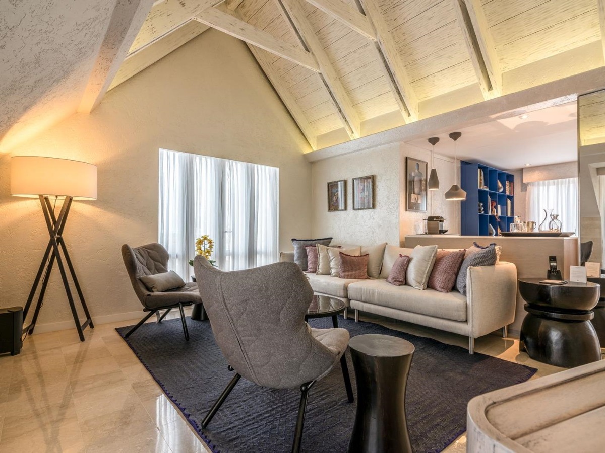 Gust suite living area at Sofitel Legend Santa Clara in Cartagena, Colombia