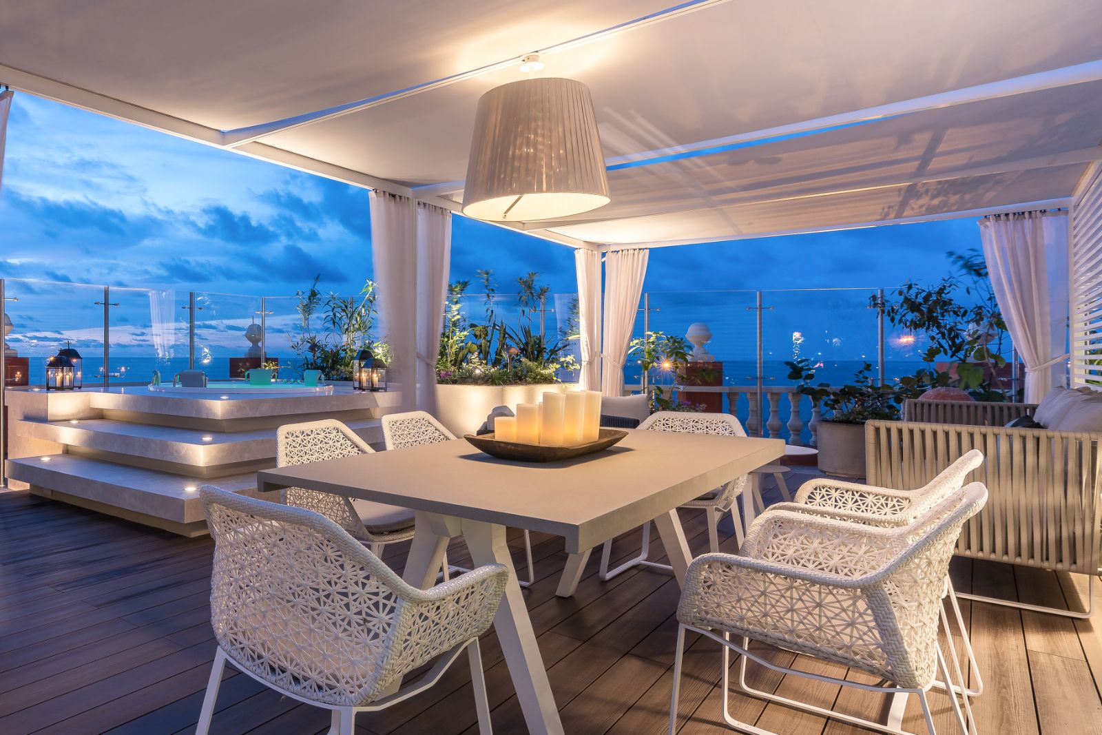 Terrace seating area at Sofitel Legend Santa Clara in Cartagena, Colombia