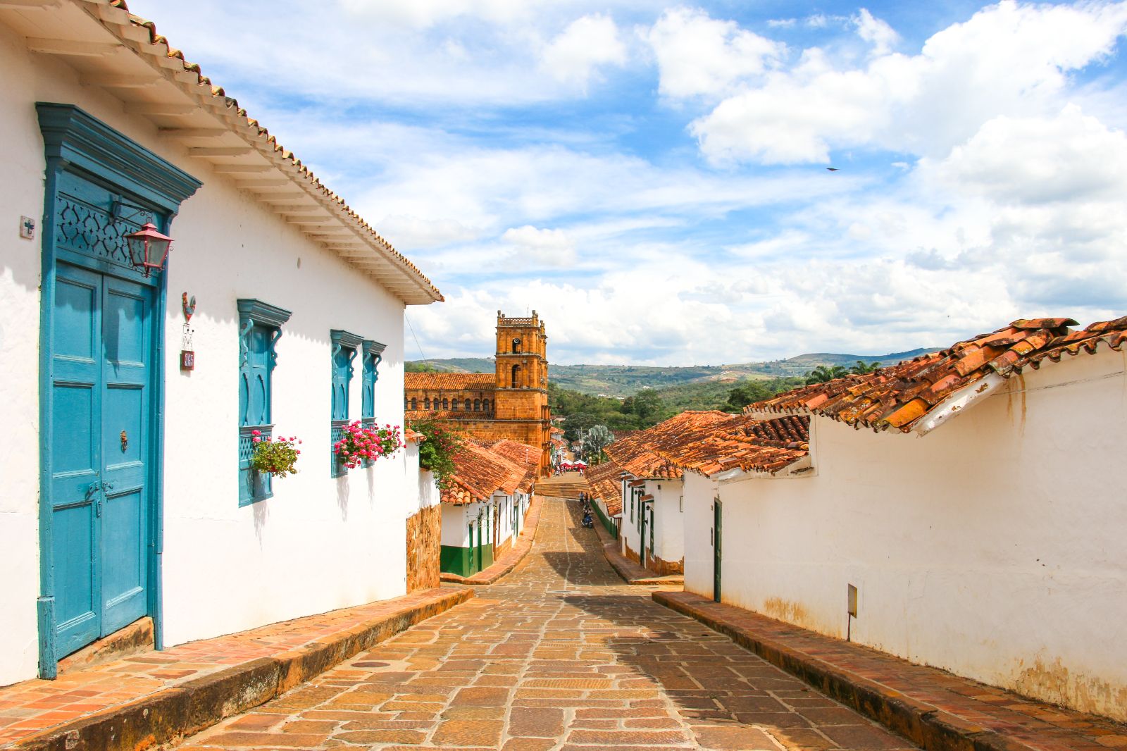 Colonial street in Barichara, Colombia 