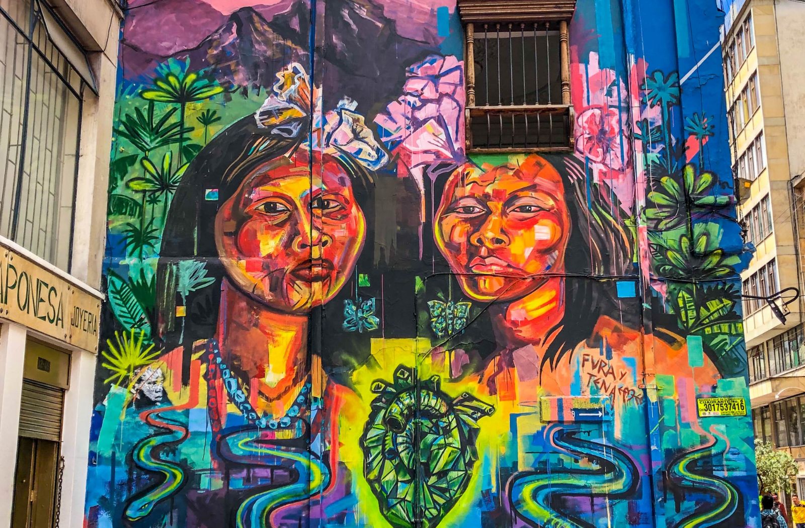 Colourful street art photographed in Colombia