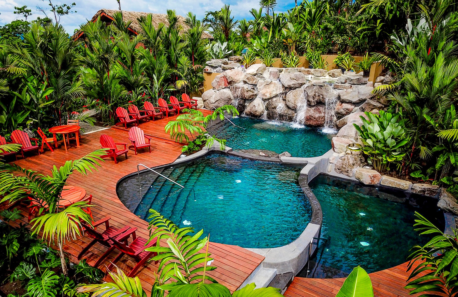 Swimming pool springs at Amor Arenal in Costa Rica