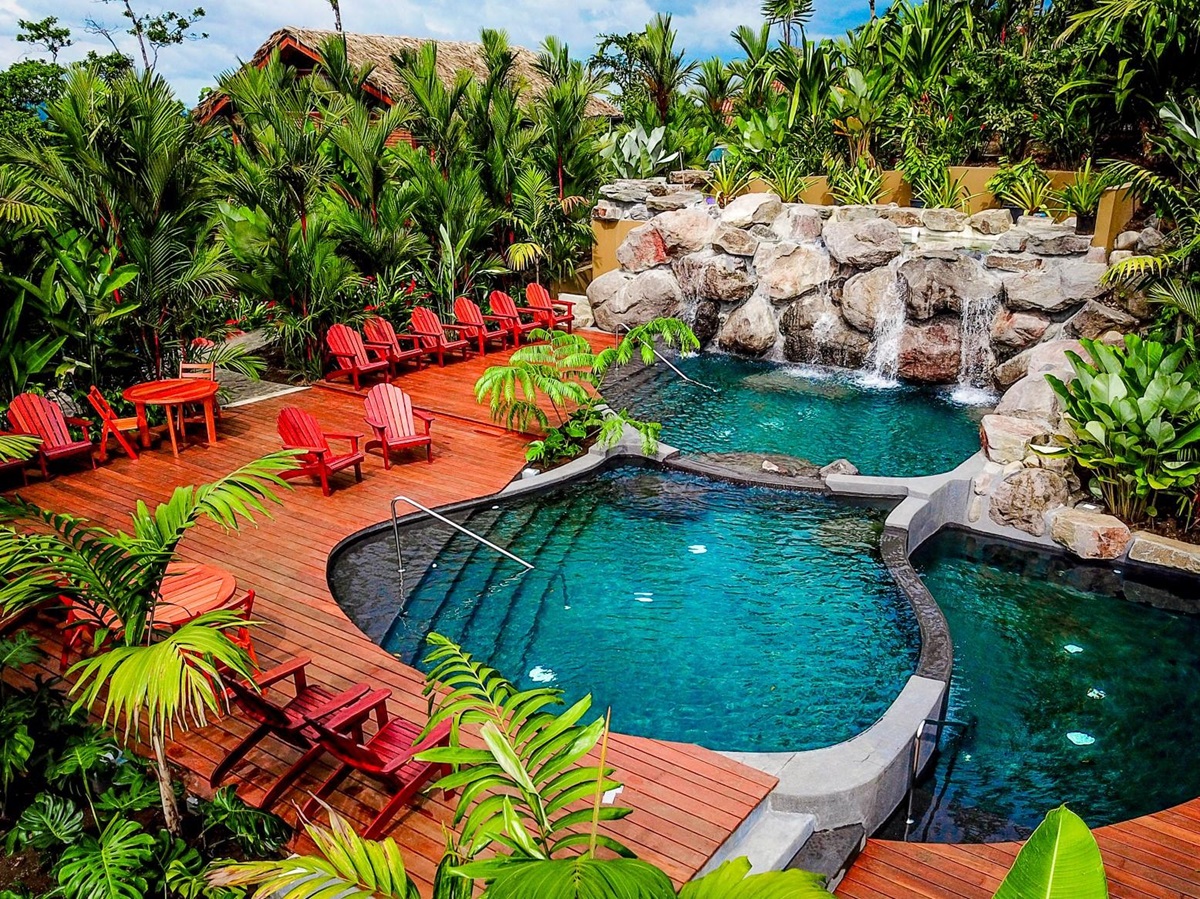 Swimming pool springs at Amor Arenal in Costa Rica