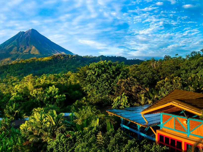 Nayara Gardens Costa Rica with Arenal Volcano in the distance