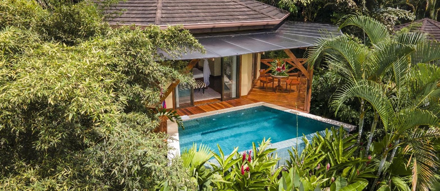 A rainforest pool villa hidden away in the Arenal Nayara Gardens resort Costa Rica