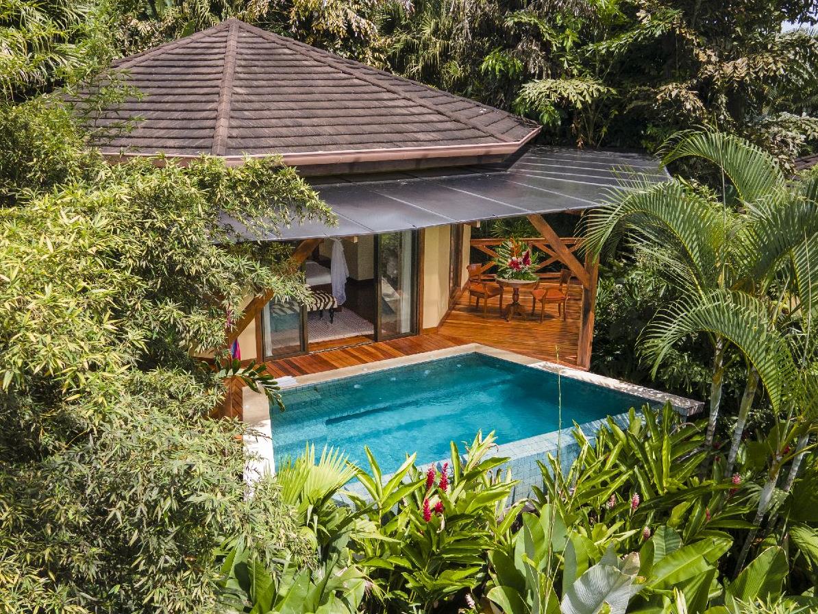 A rainforest pool villa hidden away in the Arenal Nayara Gardens resort Costa Rica