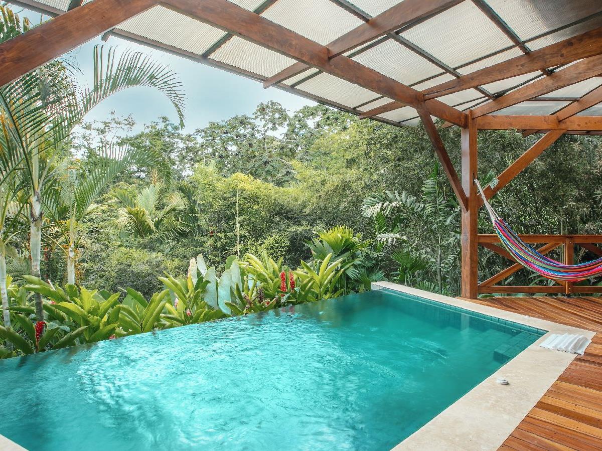 Private pool of a rainforest pool villa at Arenal Nayara Gardens Costa Rica