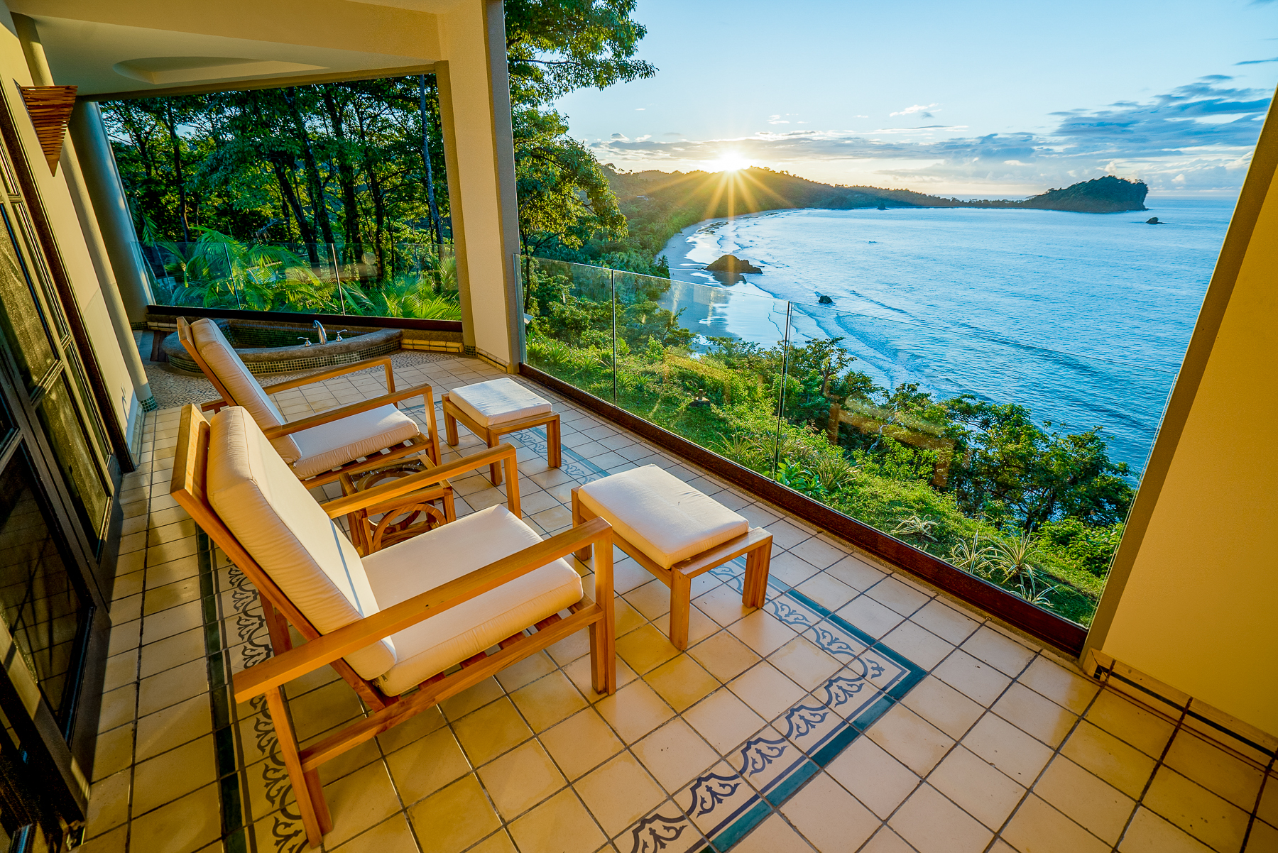 Guest suite terrace with ocean views at Arenas del Mar in Costa Rica