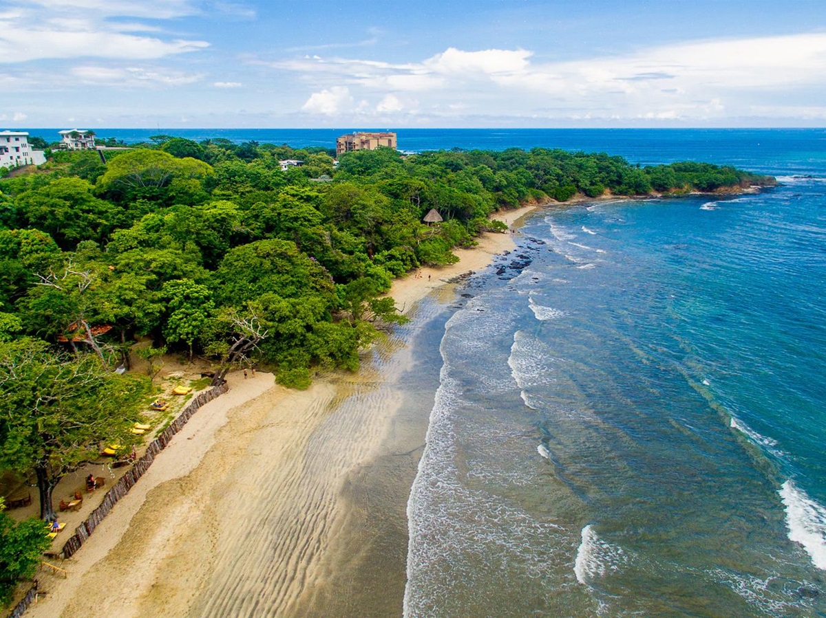 Aerial view of the beach at Capitan Suizo in Tamarindo