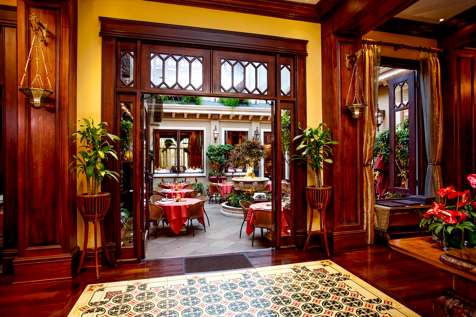Restaurant entrance at Hotel Grano de Oro in San Jose