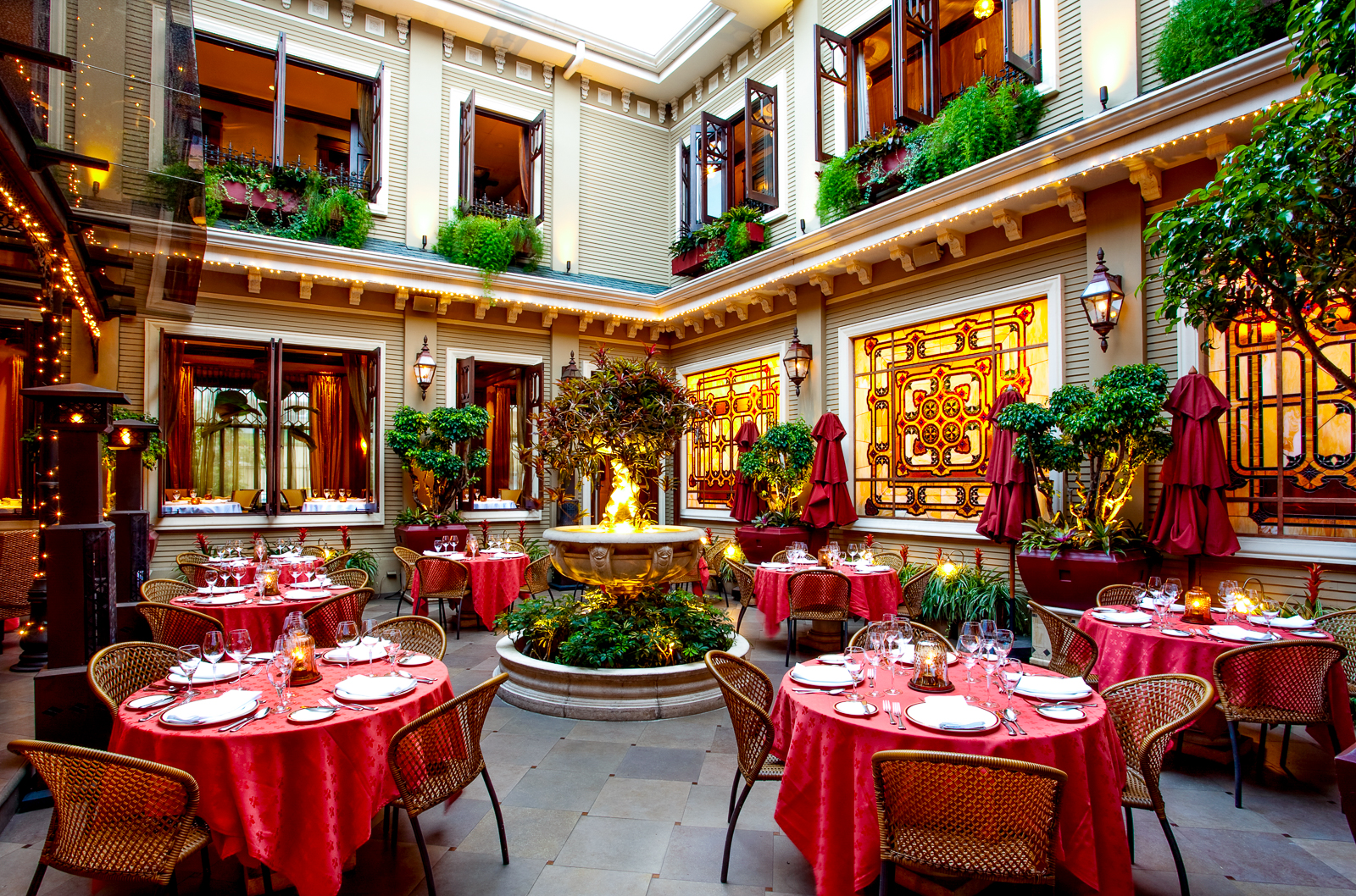 Restaurant patio at Hotel Grano de Oro in San Jose