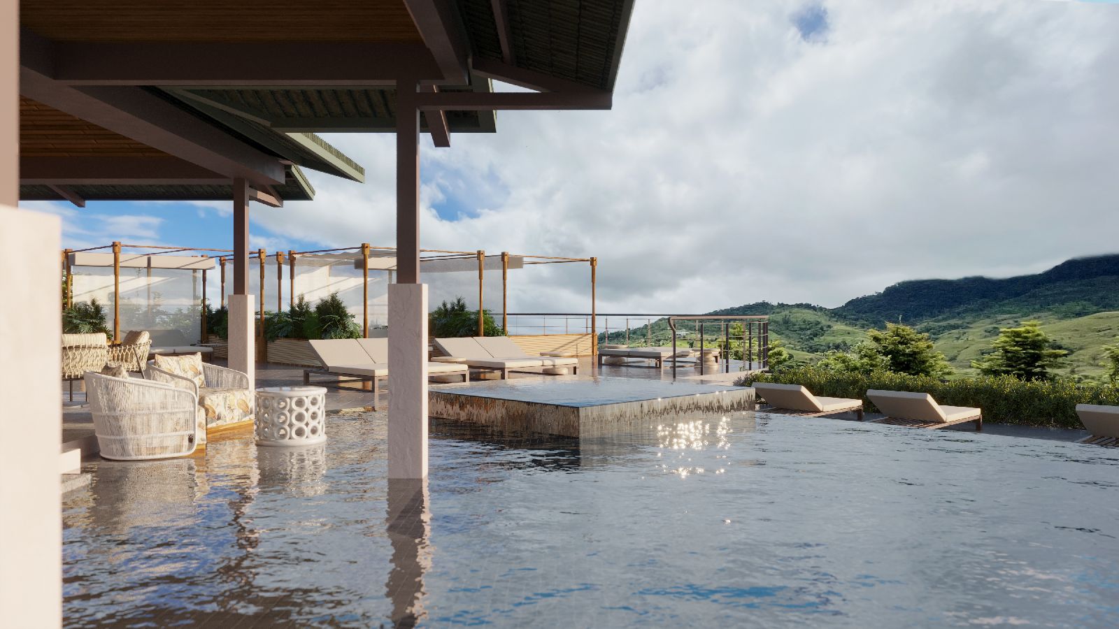 Swimming pool and views from Hacienda Alta Gracia Costa Rica