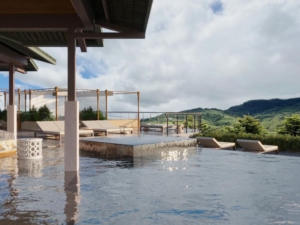 Swimming pool and views from Hacienda Alta Gracia Costa Rica
