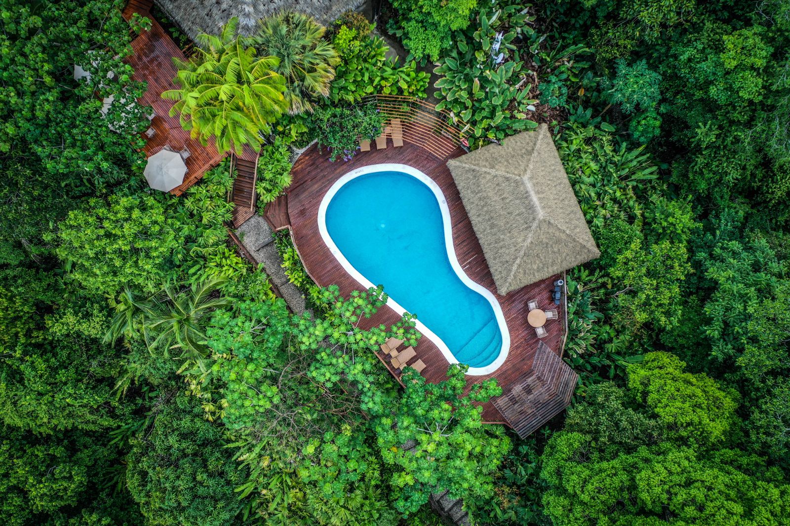 Aerial view of the pool at Lapa Rios in Costa Rica
