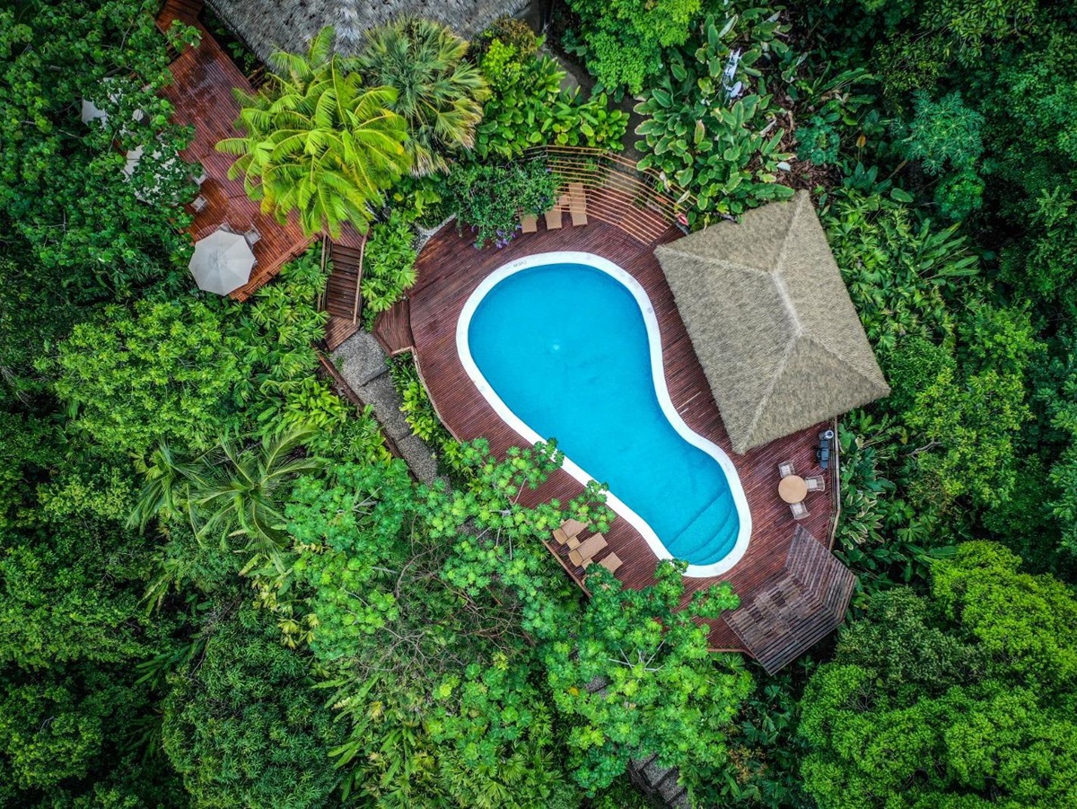 Aerial view of the pool at Lapa Rios in Costa Rica