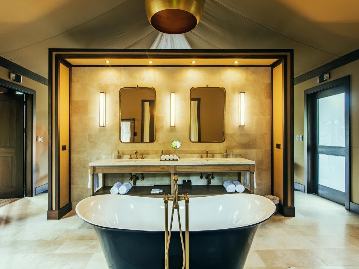 Freestanding tub of a suite at Nayara Tented Camp Arenal Costa Rica