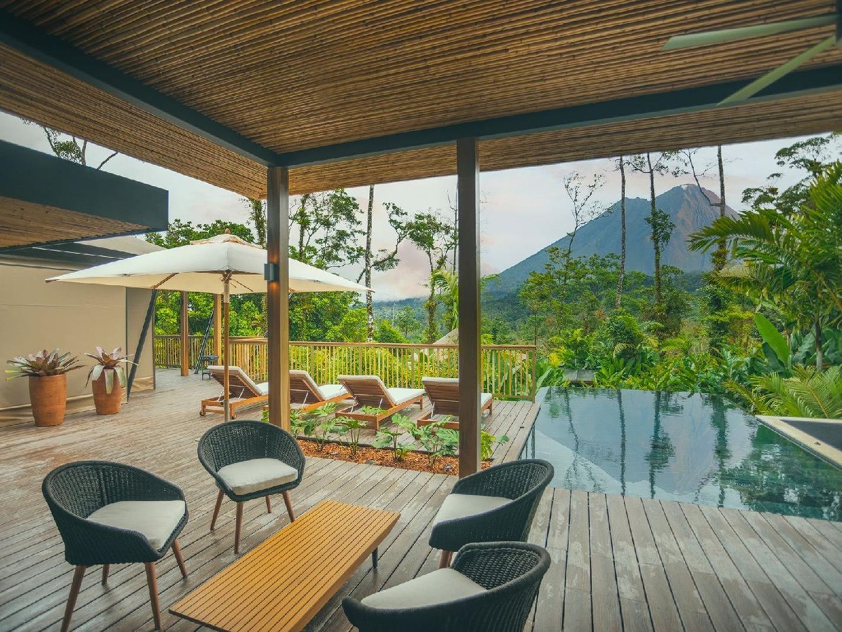 Casa Paloma terrace and plunge pool at Nayara Tented Camp Arenal Costa Rica