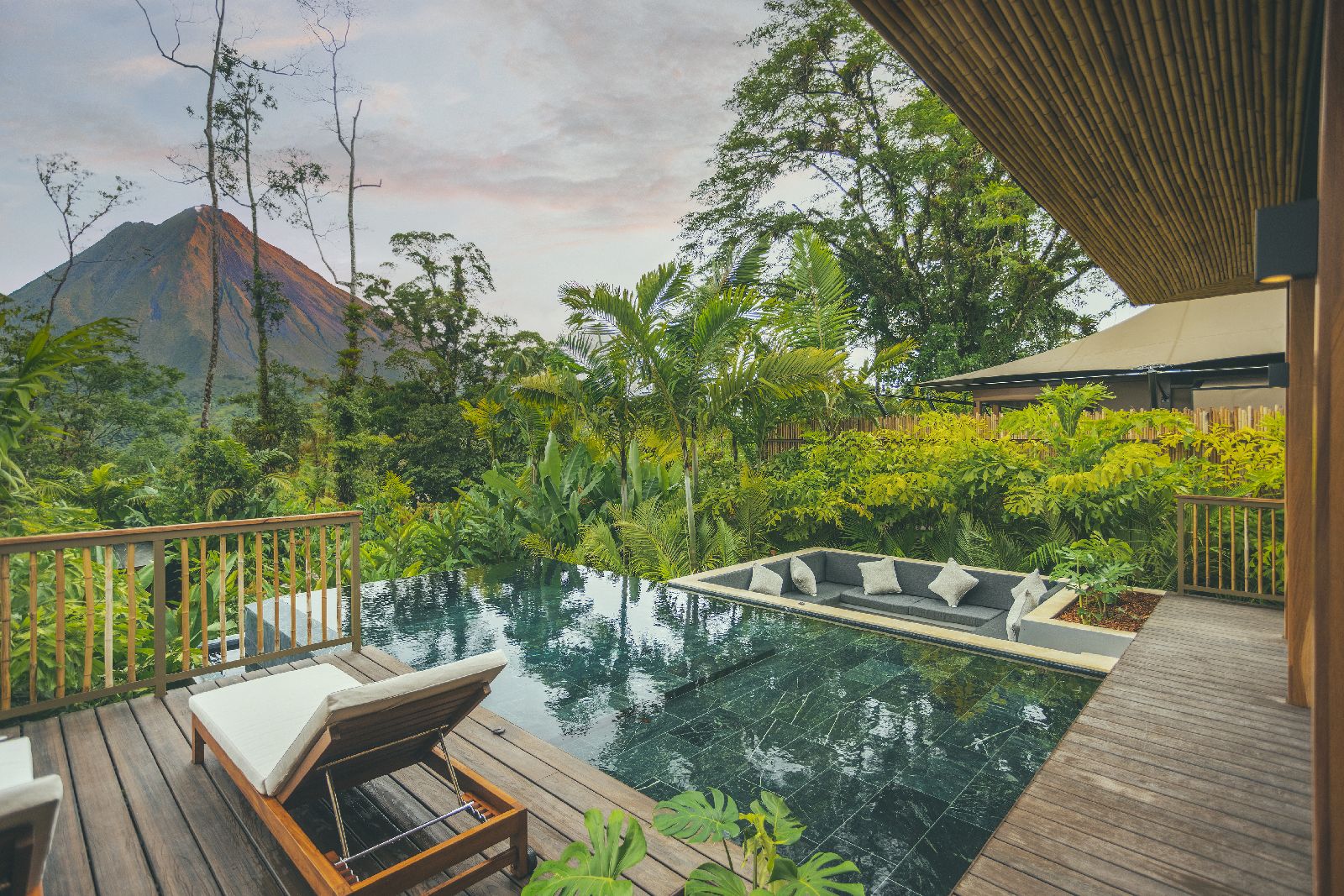 Volcano view from Casa Paloma plunge pool at Nayara Tented Camp Arenal Costa Rica