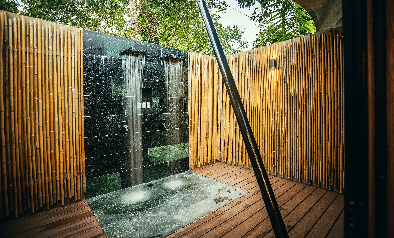 Luxury outdoor showers at Nayara Tented Camp Arenal Costa Rica