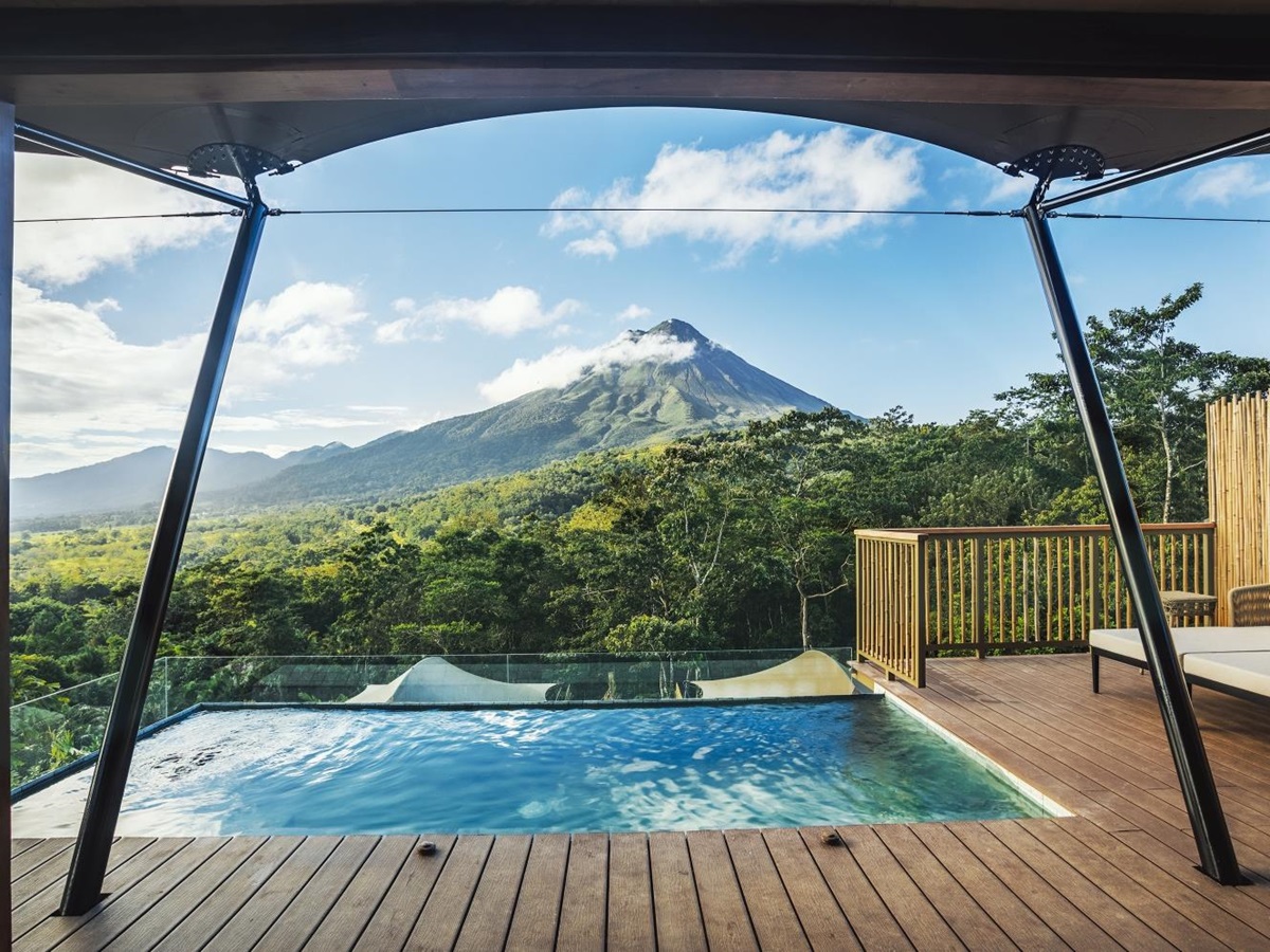 Private pool and volcano view at Nayara Tented Camp Arenal Costa Rica