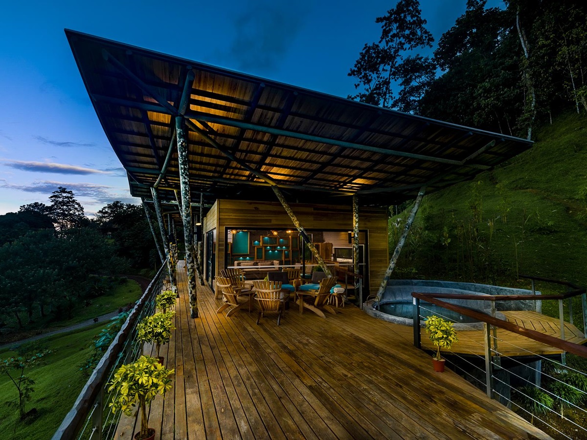 Exterior view of a guest lodge at ORIGINS Lodge in Costa Rica
