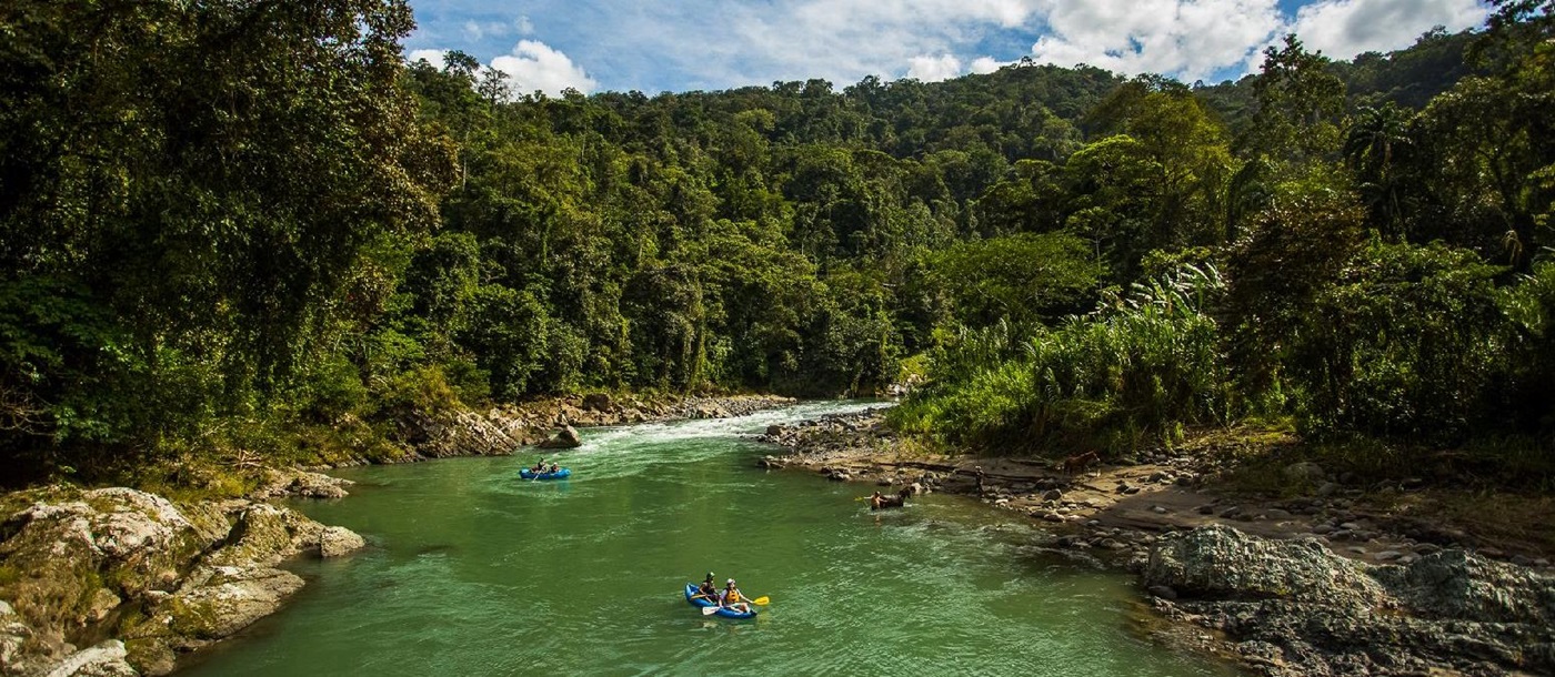 Kayaking in the pristine surroundings of Pacuare Lodge Costa Rica