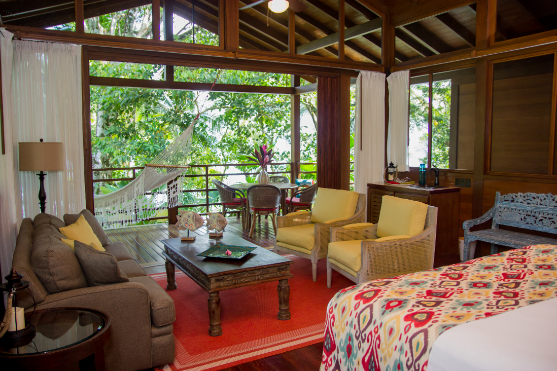Guest room and terrace at Playa Cativo in Costa Rica