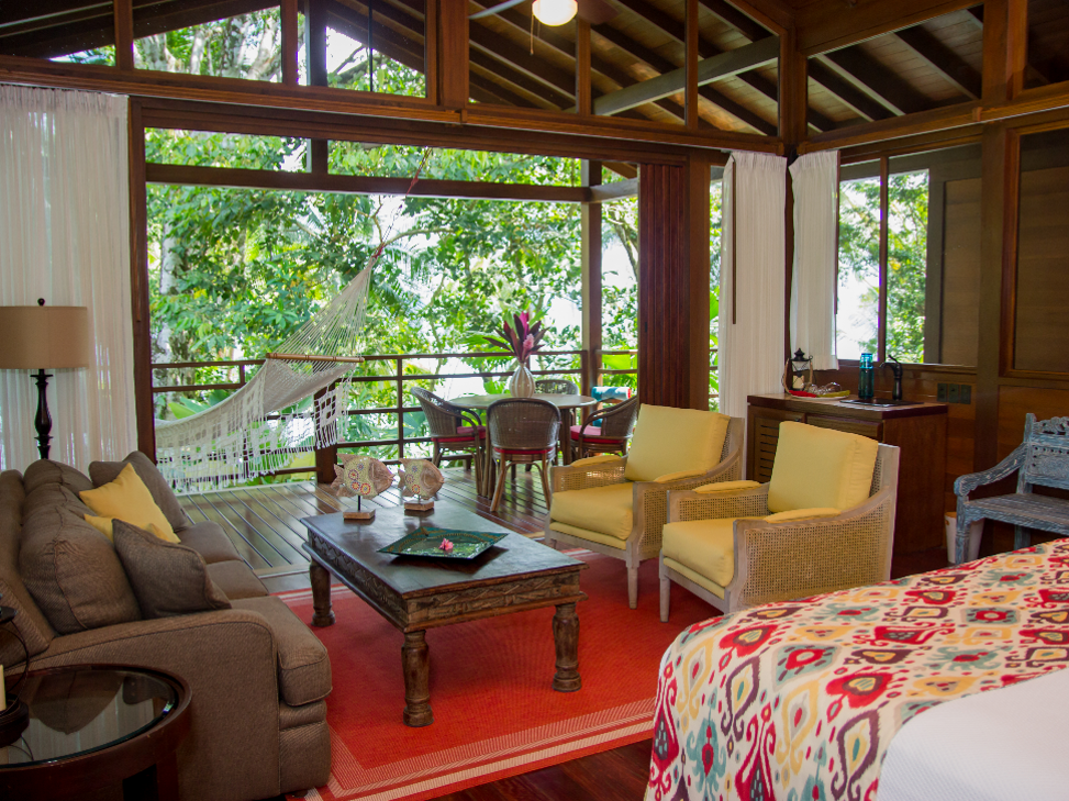 Guest room and terrace at Playa Cativo in Costa Rica