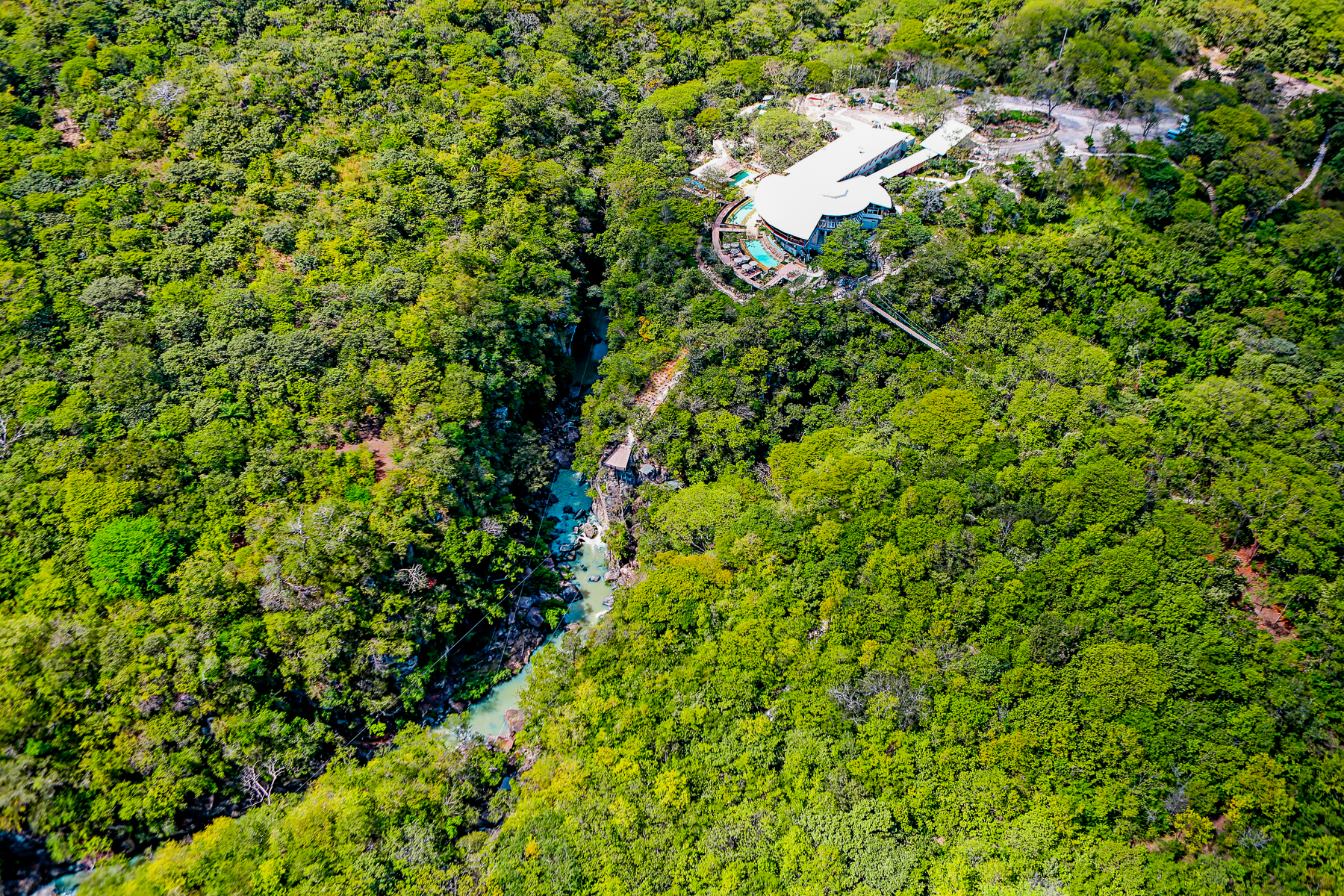 Aerial view of Rio Perdido in Costa Rica