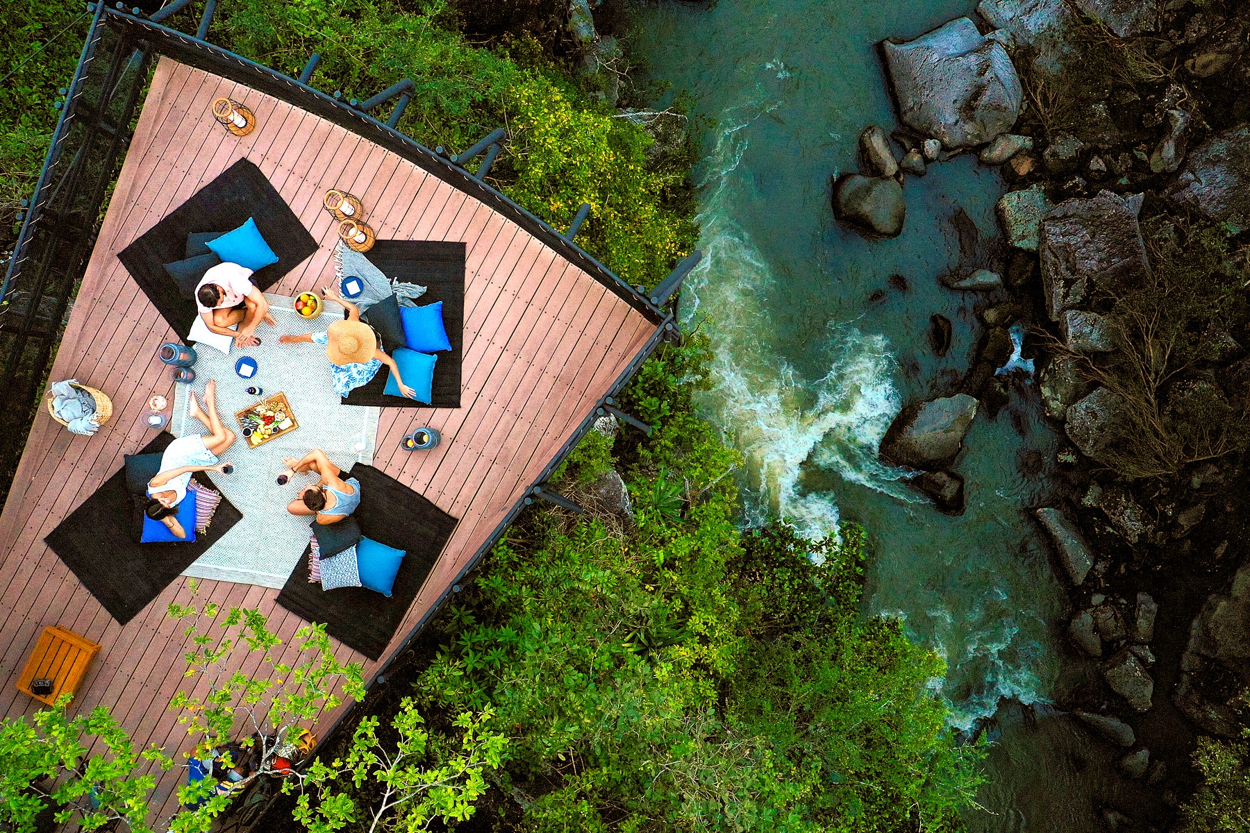 Mirador platform over the water at Rio Perdido in Costa Rica