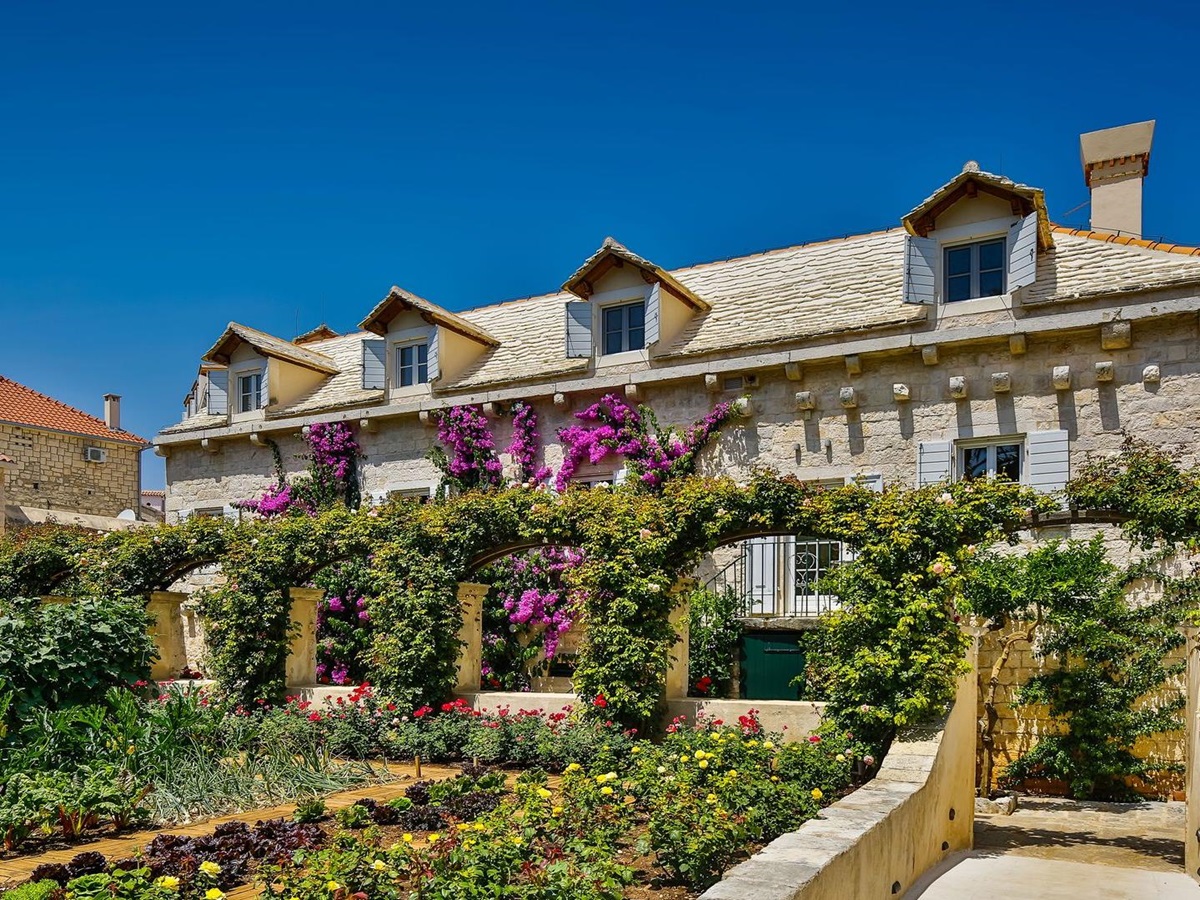 Flower filled gardens at Hotel Lemongarden on Brac island Croatia