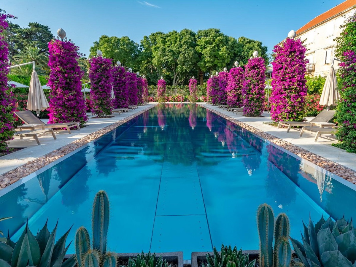 The swimming pool at Hotel Lemongarden on Brac island Croatia