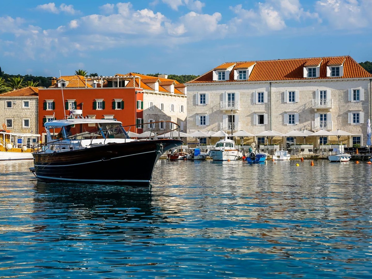 The pretty harbour close to Hotel Lemongarden on Brac island Croatia