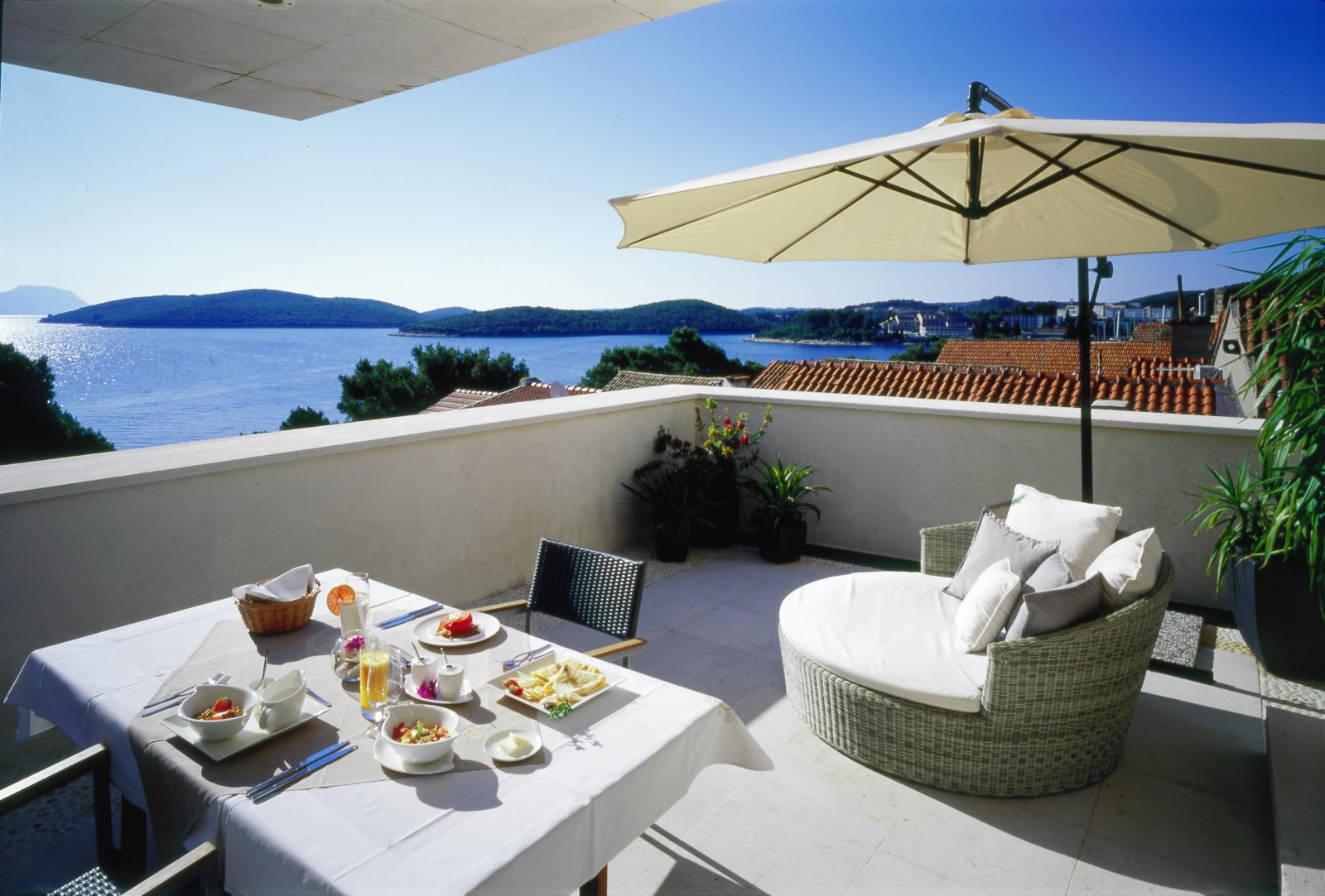 Private terrace at Lesic Demitri Palace in Croatia