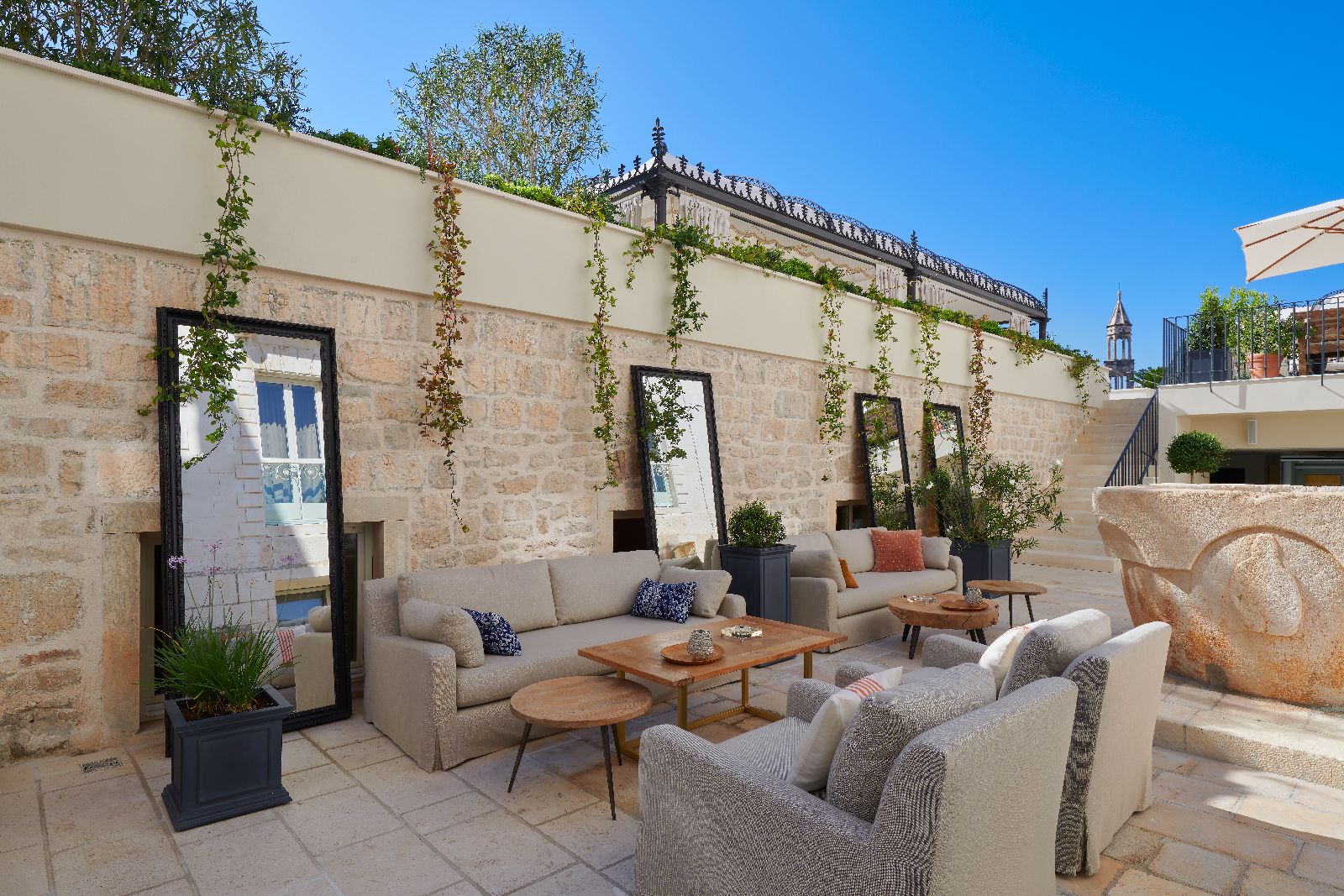 Peaceful courtyard at the Palace Elisabeth hotel in Hvar Croatia