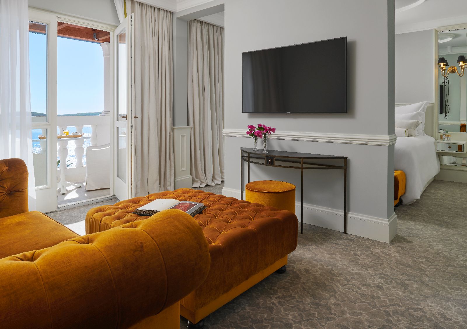 Living area of the Penthouse Suite at the Palace Elisabeth hotel in Hvar Croatia