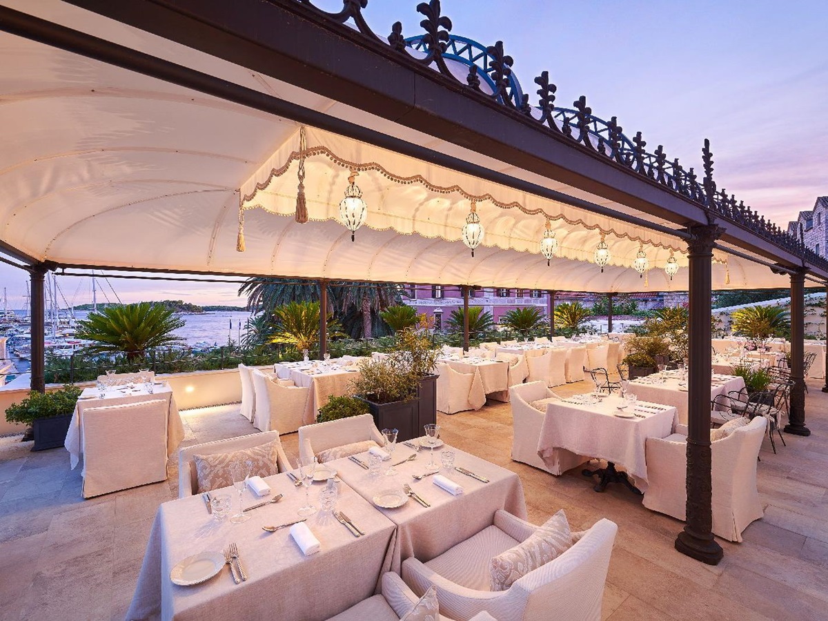 Dining al fresco at the Palace Elisabeth hotel in Hvar Croatia