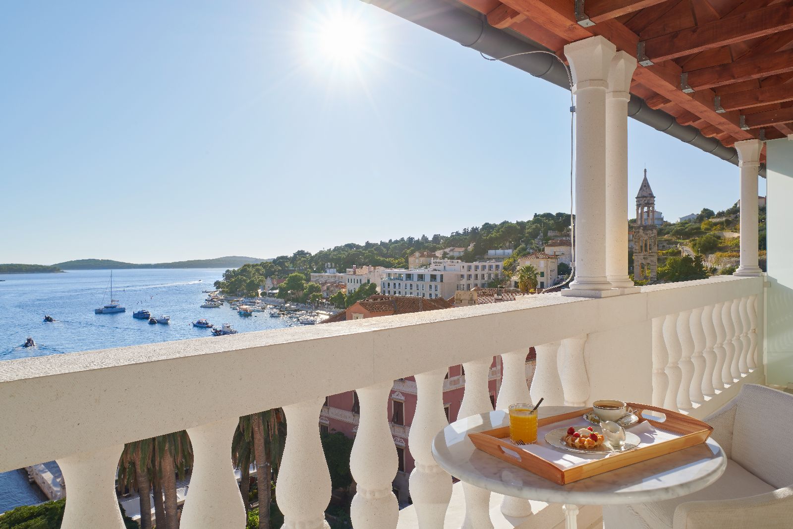 Sea view terrace at the Palace Elisabeth hotel in Hvar Croatia