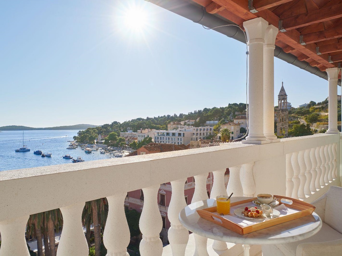 Sea view terrace at the Palace Elisabeth hotel in Hvar Croatia