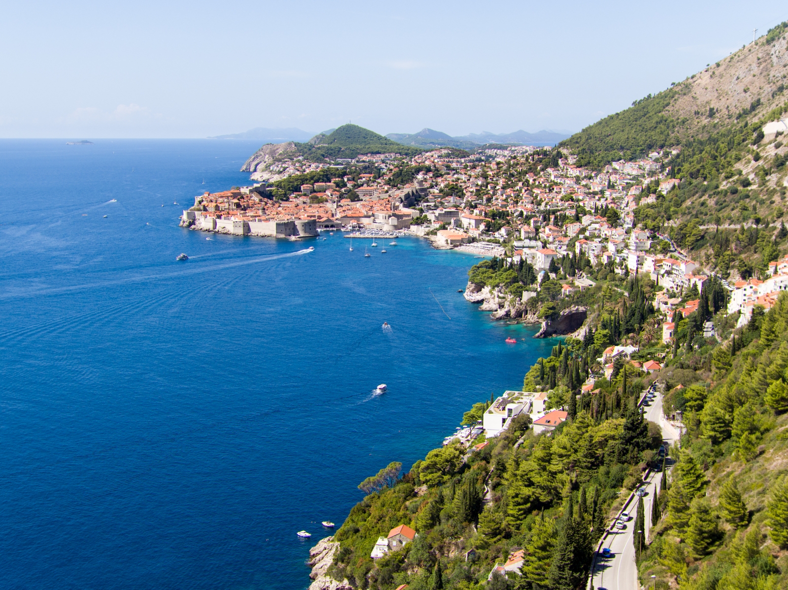 Aerial view of the bay and luxury hotel Villa Dubrovnik in Croatia