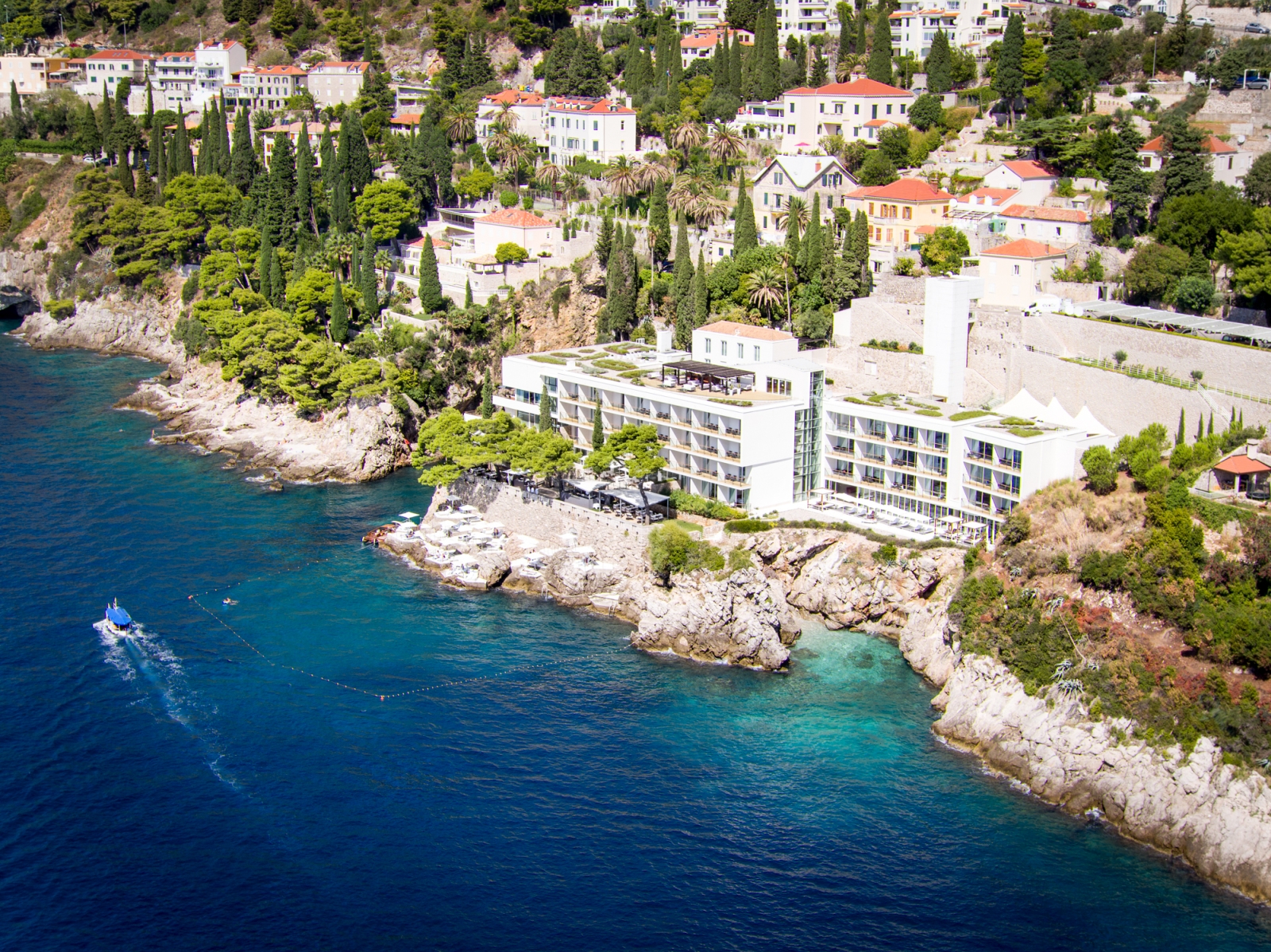Aerial view of luxury hotel Villa Dubrovnik in Croatia