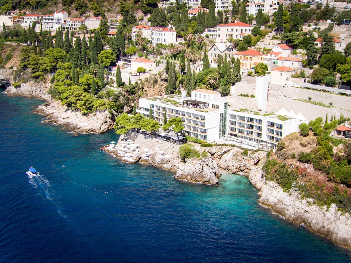 Aerial view of luxury hotel Villa Dubrovnik in Croatia