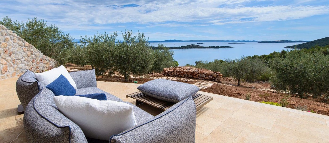 Terrace with sea views at Villa Nai 3.3 in Croatia