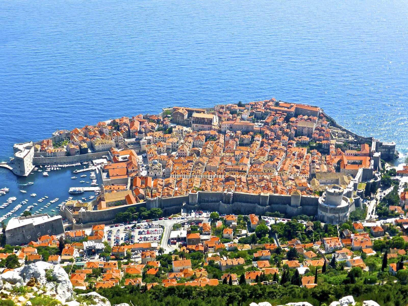 Aerial view of Dubrovnik's terracotta rooftops in Croatia