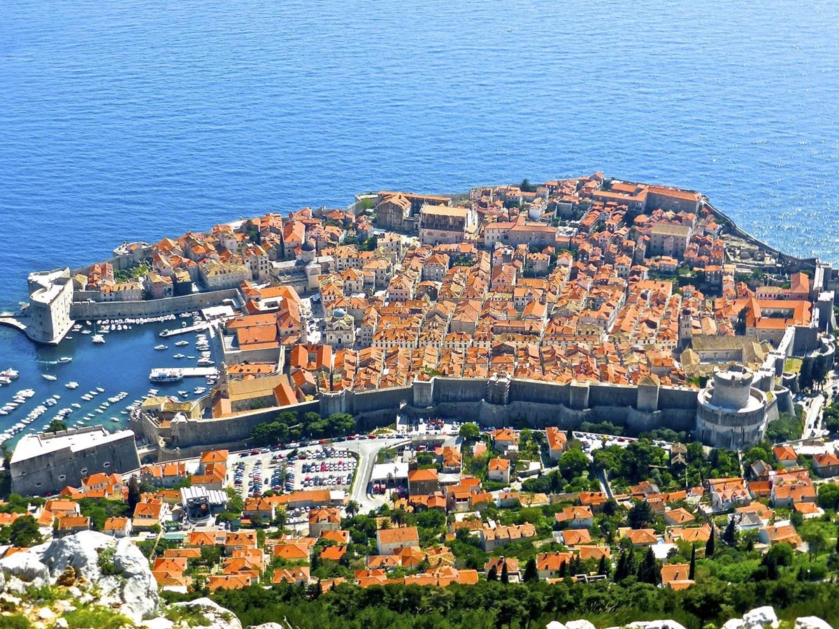 Aerial view of Dubrovnik's terracotta rooftops in Croatia