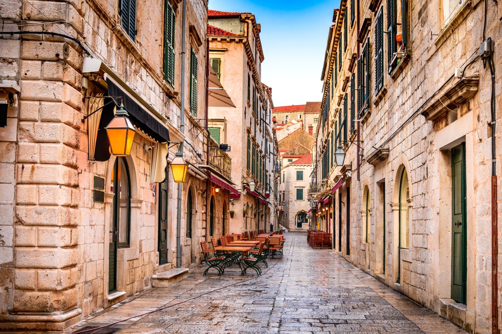 Historic street in Dubrovnik old town, Croatia