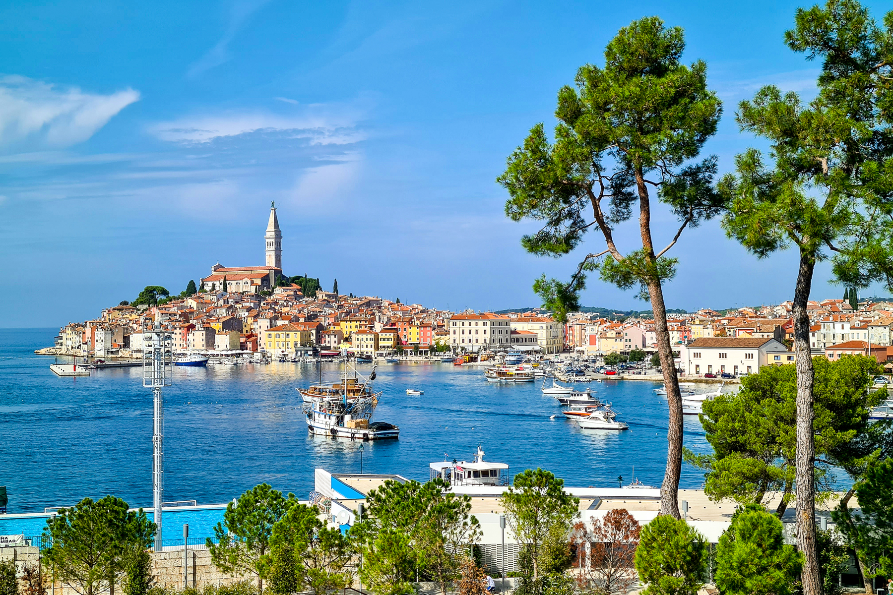 Boats in Rovinj harbour on Croatia's Istrian Peninsula