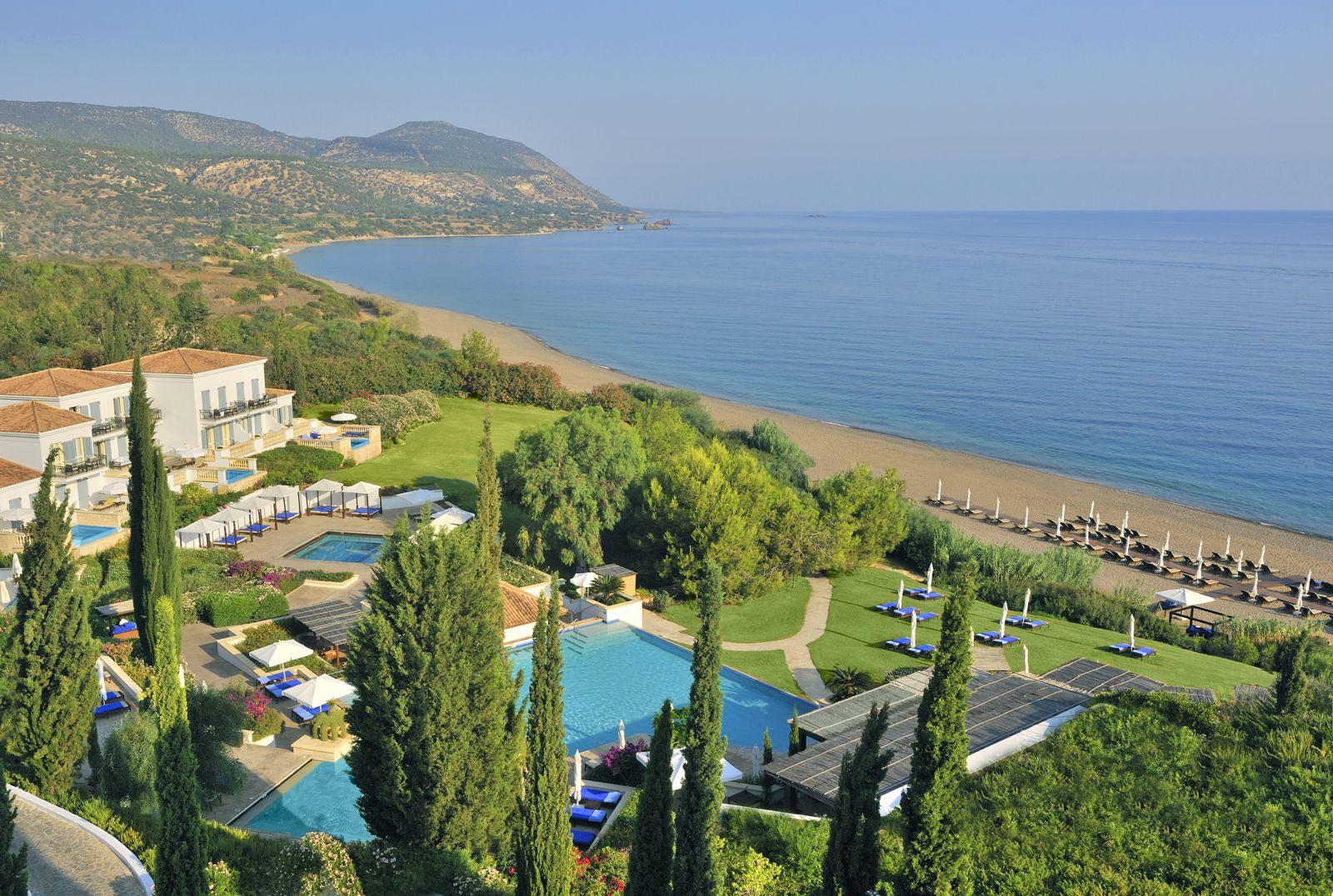 Aerial view of the Anassa Resort and beach in Cyprus