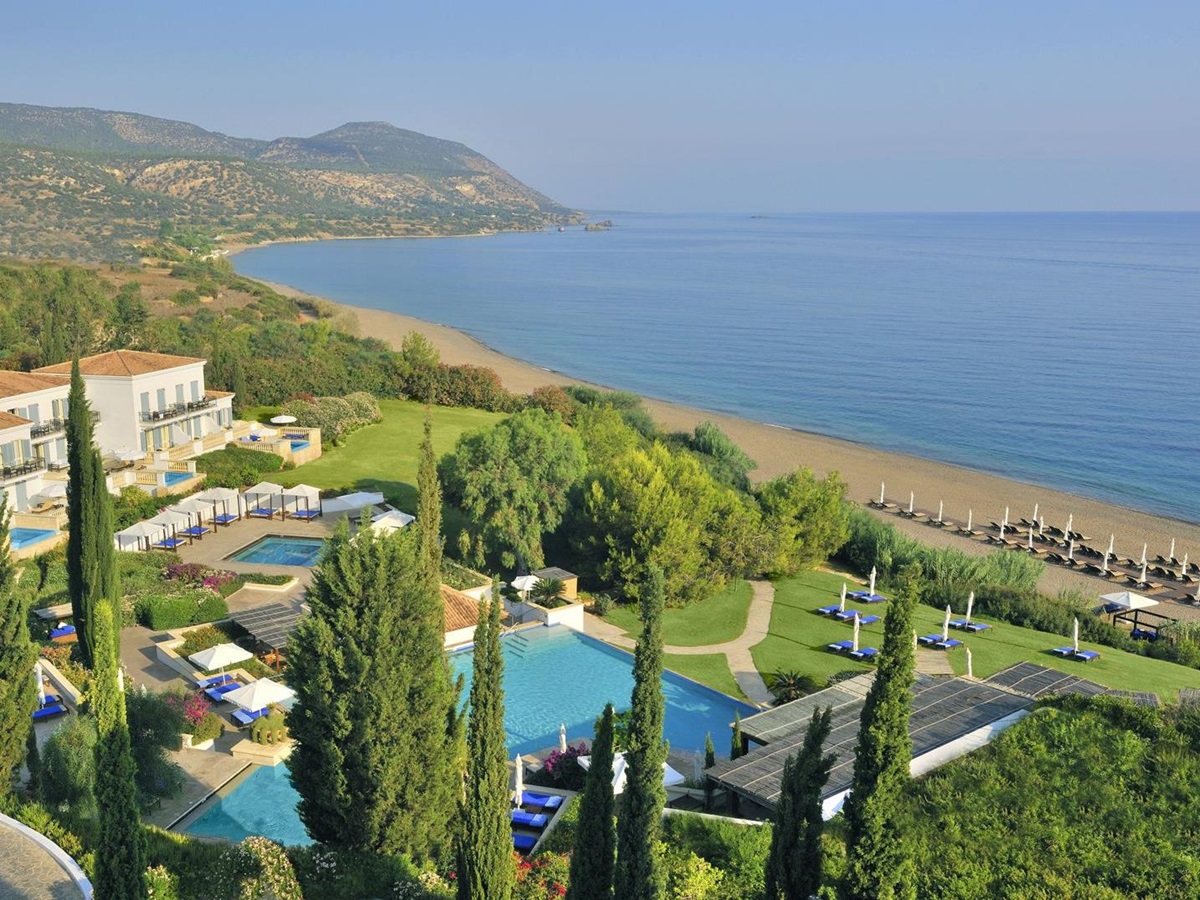 Aerial view of the Anassa Resort and beach in Cyprus