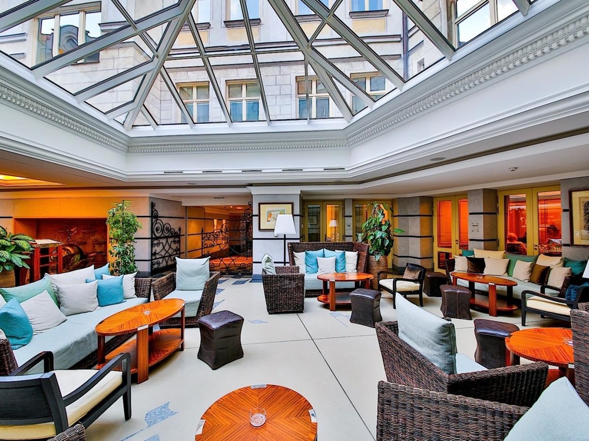 Atrium sitting area at Aria Prague Czech Republic
